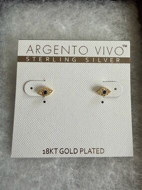 Evil Eye Stud Earrings with Blue Center